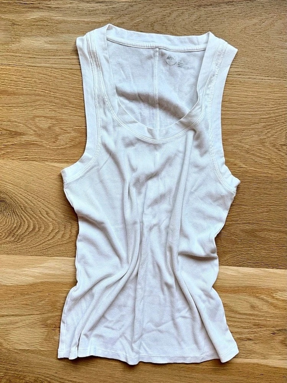 aerie Ribbed Scoop Neck Tank Top White Large